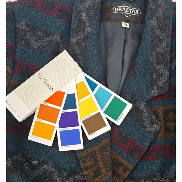 Vintage 90's Braetan Wool Blend Southwestern Blazer Jacket – XL - Picture 3 of 4